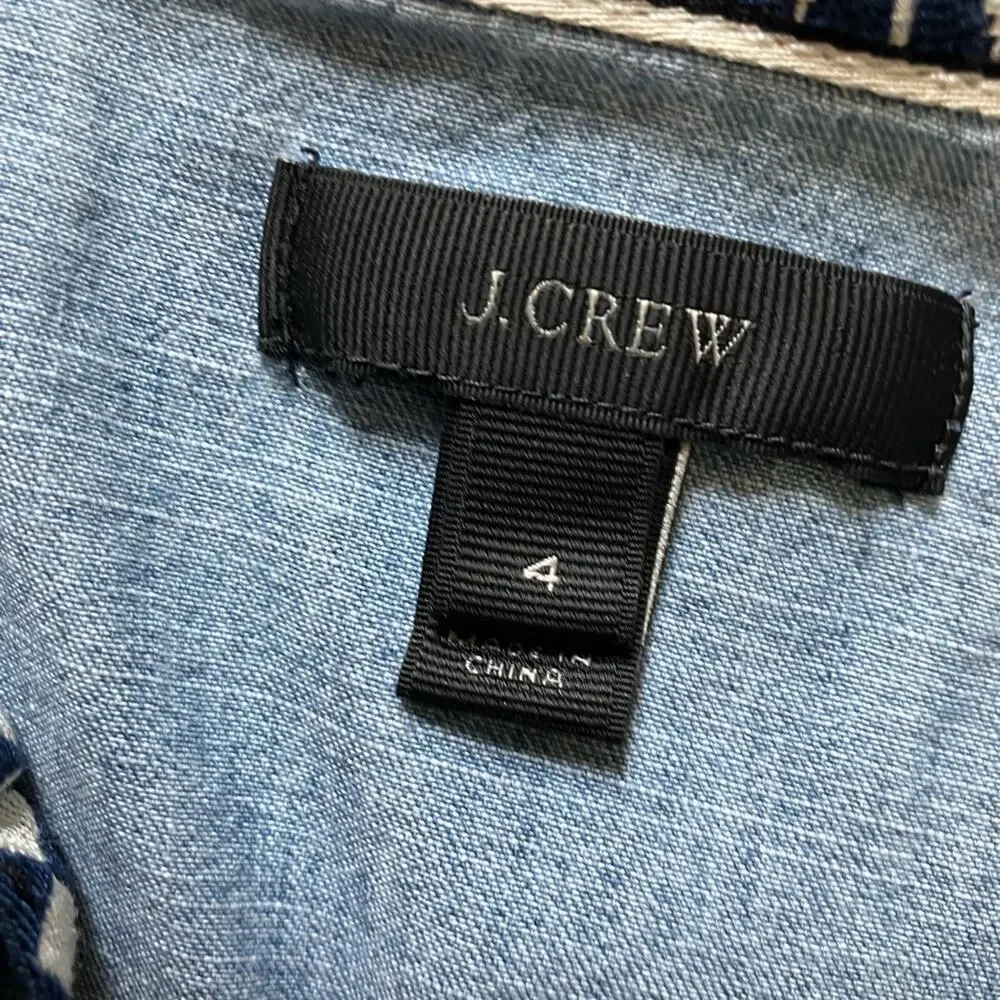 J. Crew Denim Blue Tunic with Geometric Trim (4) - Picture 2 of 5